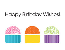 Colorful Cupcake Wishes Birthday Greeting Cards